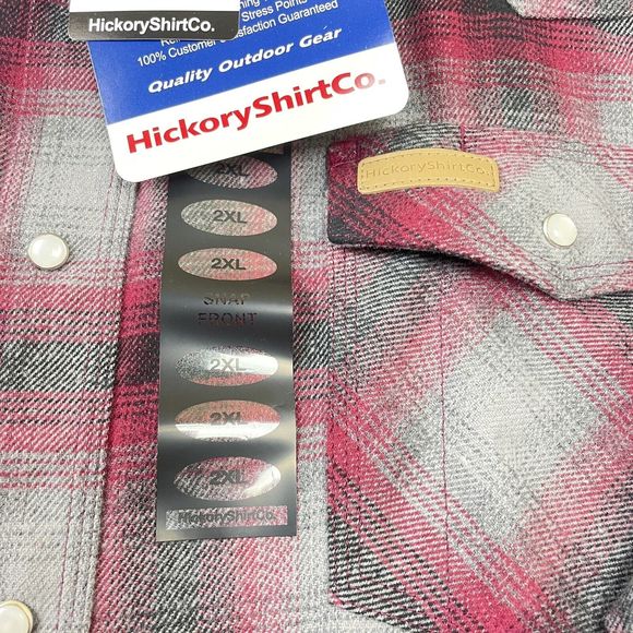 Men’s Extra Heavy Pearl Snap Plaid Flannel Outdoor Shacket Red Black Gry 2XL NWT - Picture 5 of 8
